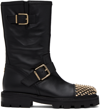 Jimmy Choo Biker Ii Studded Ankle Boots In Black/gold