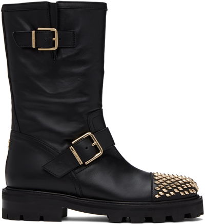 Jimmy Choo Biker Ii Studded Ankle Boots In Black