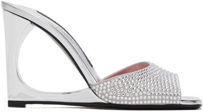 Les Petits Joueurs Silver Lola Mules In Crystal Strass Cryst