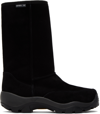 Open Yy Black Treaded Shearling Boots In Black