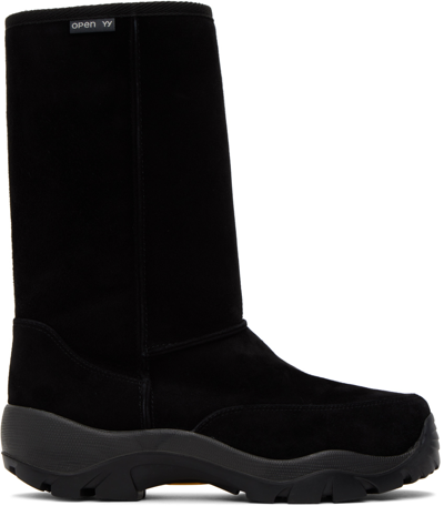 Open Yy Black Treaded Shearling Boots