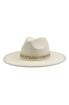 Marcus Adler Studded Vegan Leather Trim Felt Fedora In Ivory