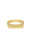 SAVVY CIE JEWELS SAVVY CIE JEWELS 18K YELLOW GOLD PLATED BAR SIGNET RING