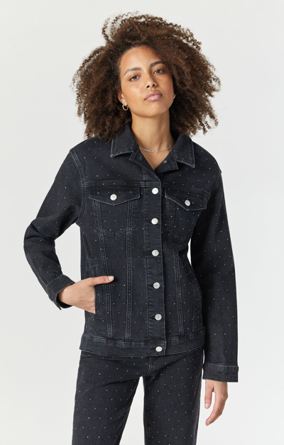 Mavi Karla Jacket In Shiny Smoke Denim In Dark Grey