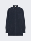 The Row Idro Oversized Cotton-blend Corduroy Shirt In Navy