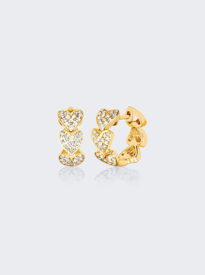 Ef Collection Diamond Heart Huggie Earrings In Gold