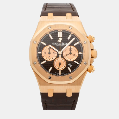 Pre-owned Audemars Piguet Brown 18k Rose Gold Royal Oak 26331or.oo.d821cr.01 Automatic Men's Wristwatch 41 Mm