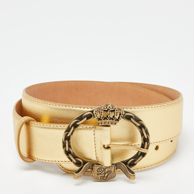 Pre-owned Dolce & Gabbana Gold Leather Buckle Belt 110cm