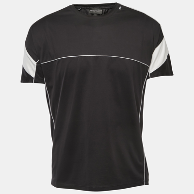 Pre-owned Emporio Armani Black Cotton Crew Neck Half Sleeve T-shirt L