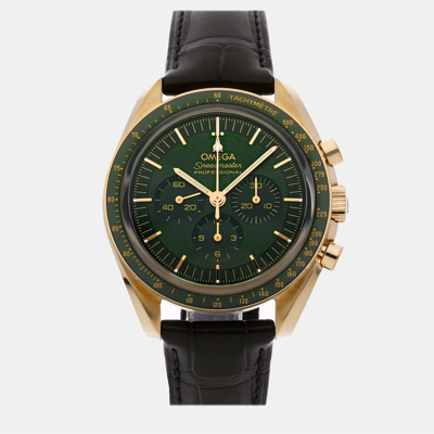 Pre-owned Omega Green 18k Rose Gold Speedmaster Moonwatch 310.63.42.50.10.001 Manual Winding Men's Wristwatch 42 Mm