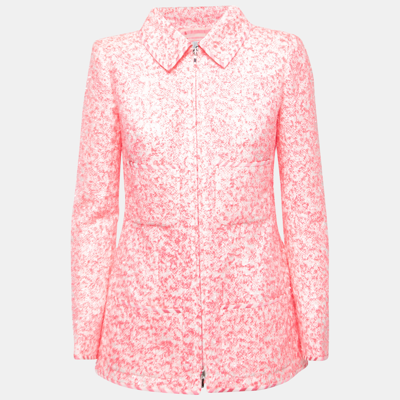 Pre-owned Chanel Pink Textured Synthetic Zip-up Jacket S