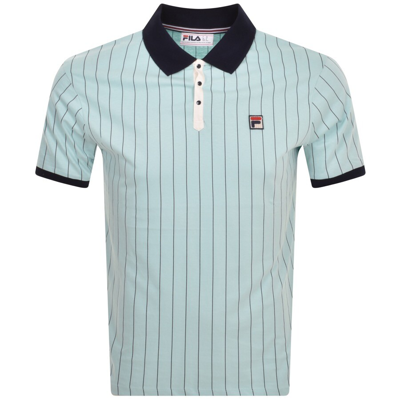 Fila Vintage Classic Stripe Polo T Shirt Blue