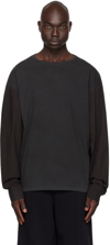 MM6 MAISON MARGIELA GRAY PANELED LONG SLEEVE T-SHIRT