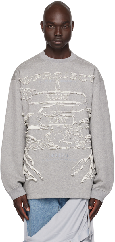 Y/project Paris Brand-embroidered Cotton-jersey Sweatshirt In Grey