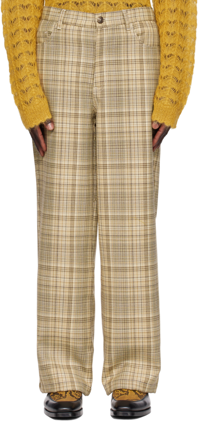 Cmmn Swdn Beige Jackson Trousers In Brown Check