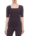 Akris Punto Elements Jersey Square Neck Top In Black