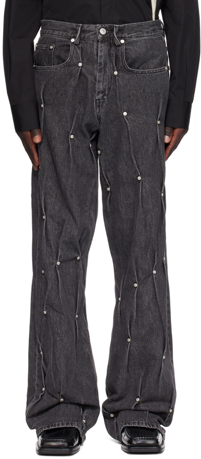 Kusikohc Multi-rivet Straight-leg Jeans In Black