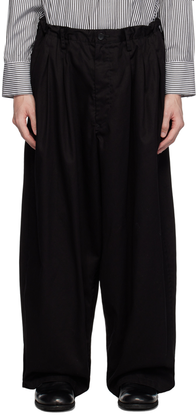 Ys For Men Black Pleated Trousers In 2 Black