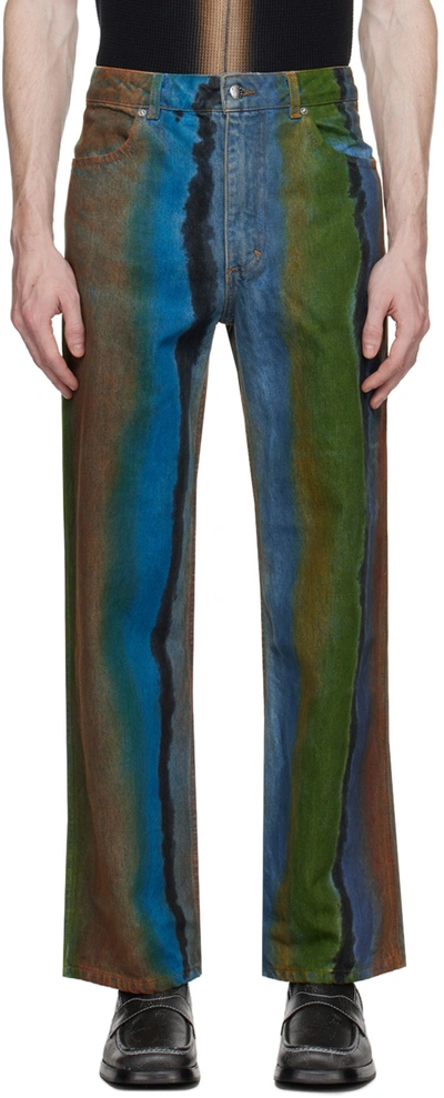 Eckhaus Latta Multicolor Wide-leg Jeans In Geode