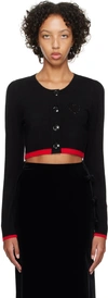 Ganni Bed-detail Merino Wool-blend Cardigan In 099 Black