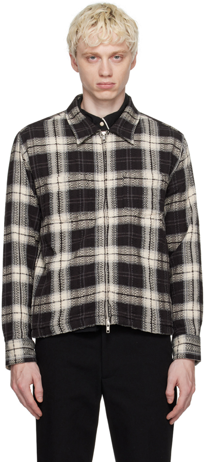 Corridor Men's Sefirot Dobby Plaid Zip Shirt In Black