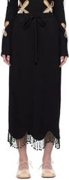 J.kim Black Hand Beaded Midi Skirt In Black