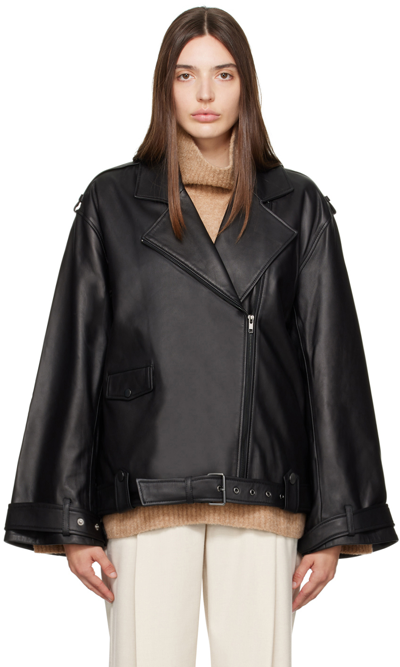 Camilla And Marc Black Saphia Leather Jacket In Dblk Black