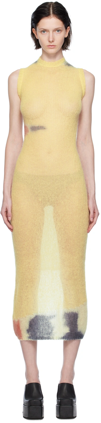 Eckhaus Latta Yellow Composition Midi Dress In Sand