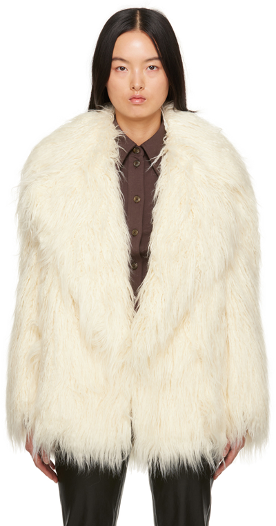The Frankie Shop Off-white Liza Faux-fur Jacket In Off White