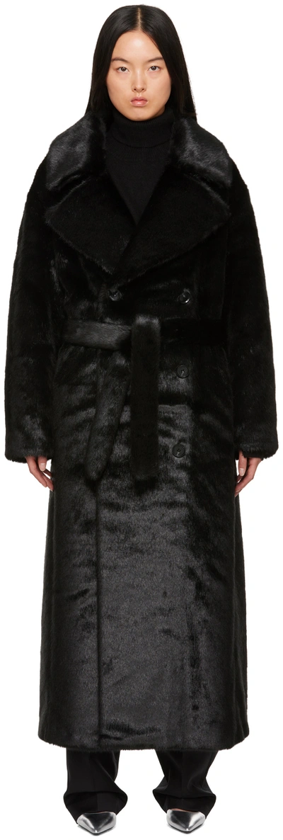 The Frankie Shop Joni Long Faux Fur Coat In Black