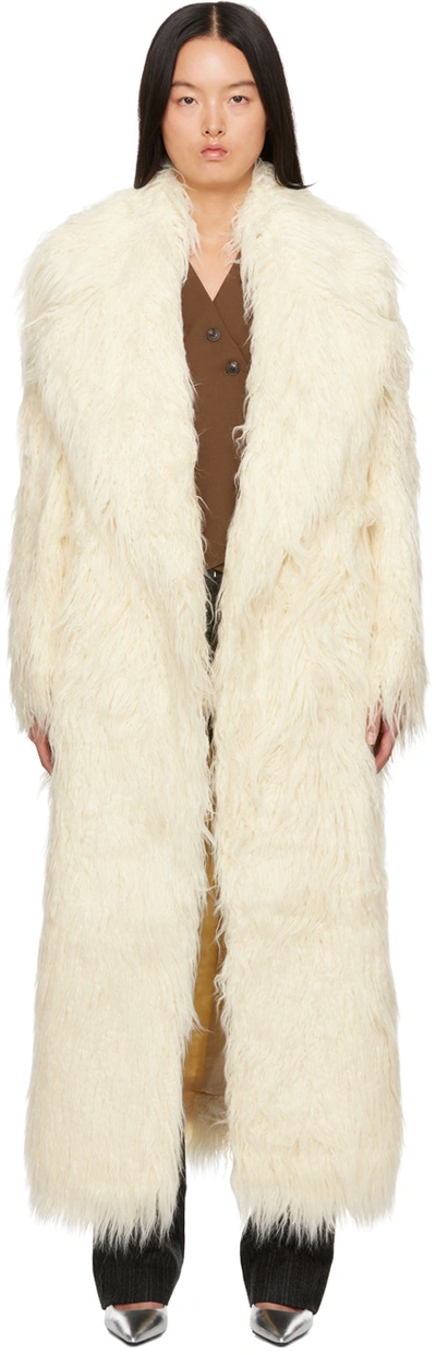 The Frankie Shop Nicole Long Faux Fur Coat In White