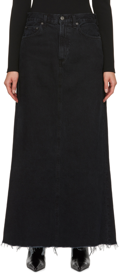 Agolde Hilla Denim Maxi Skirt In Negro