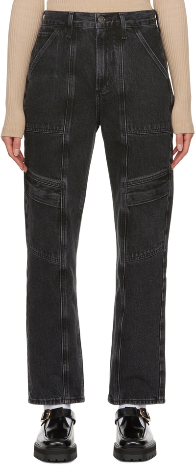 Agolde Cooper Relaxed Cargo Organic Cotton Jeans In Panther (washed Black)