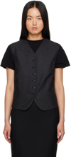 The Row Vegas Button-front Wool Vest In Charcoal Melange