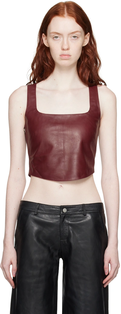 Miaou Burgundy Zola Leather Tank Top In Umber