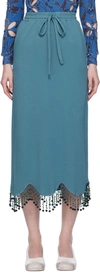 J.KIM BLUE HAND BEADED MIDI SKIRT