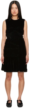 Cecilie Bahnsen Uki Ruffled-trim Velvet Dress In Black