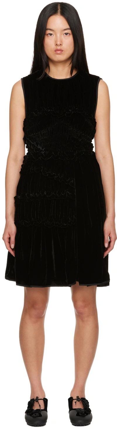 Cecilie Bahnsen Uki Ruffled-trim Velvet Dress In Black