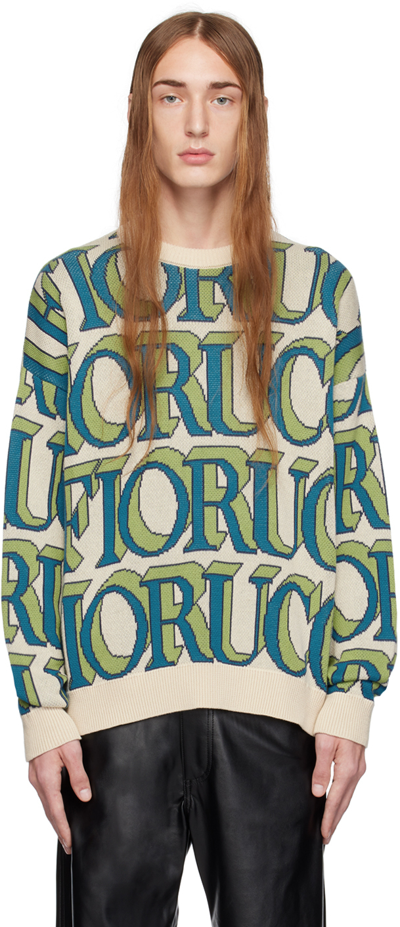 Fiorucci Beige & Green Monogram Sweater