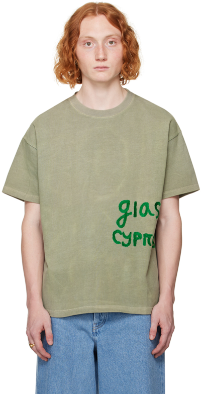 Glass Cypress Ssense Exclusive Green 'corporate' T-shirt In Kelly Green