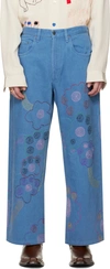 GLASS CYPRESS BLUE EMBROIDERED JEANS