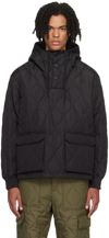 Taion Khaki Hooded Down Coat In Black