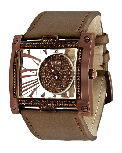Le Vian Time Leather Chocolate Diamond Watch