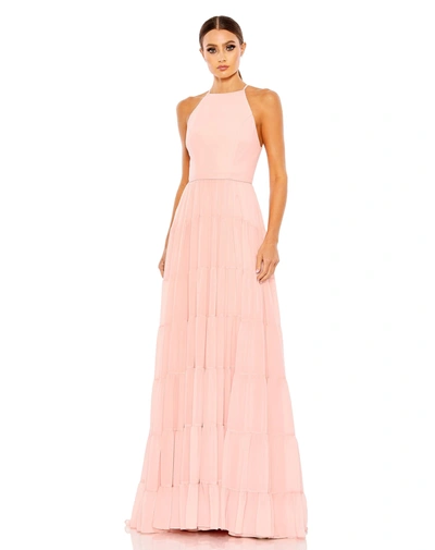 Ieena For Mac Duggal Tiered A Line Gown In Blush