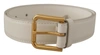 DOLCE & GABBANA DOLCE & GABBANA CHIC WHITE LEATHER BELT WITH GOLD ENGRAVED WOMEN'S BUCKLE