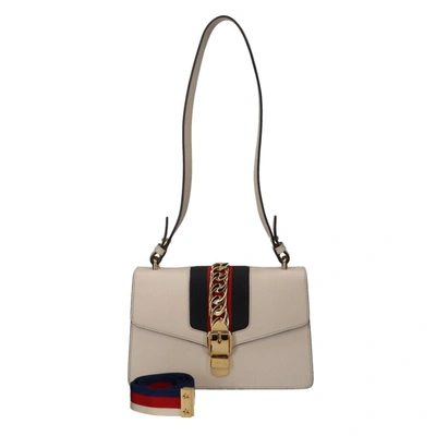 Gucci Sylvie White Leather Shoulder Bag ()