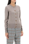 Vivienne Westwood Orb-embroidered Virgin-wool Cardigan In Grey