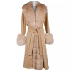 MADE IN ITALY MADE IN ITALY ELEGANT BEIGE WOOL COAT WITH FOX FUR WOMEN'S TRIM