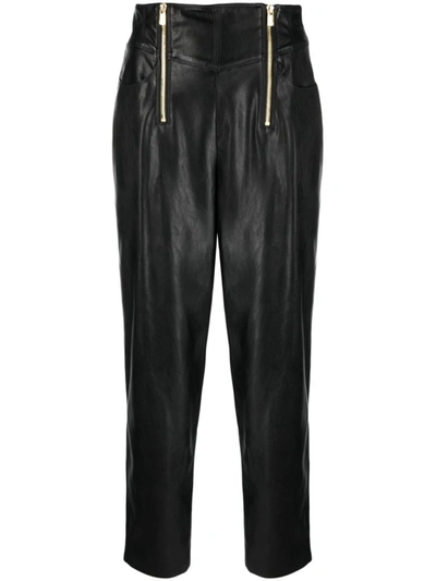 Pinko High-waisted Tapered Trousers In Black