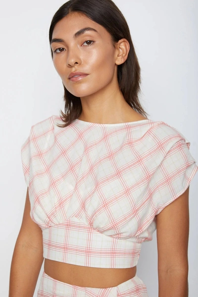 Bailey44 Kiera Top In Creme Plaid In Pink